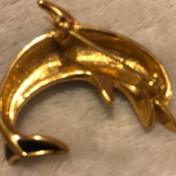 Vintage Lacquer & Pave Dolphin Pin - Picture 3 of 5